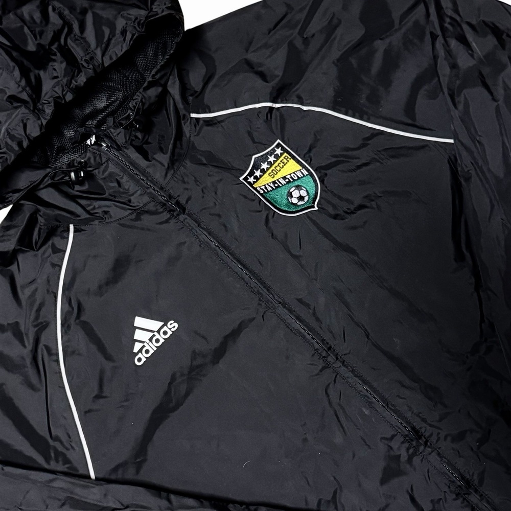 Adidas Core 18 Rain Jacket Windbreaker Soccer Patch Black White Men's Large READ - Picture 4 of 12